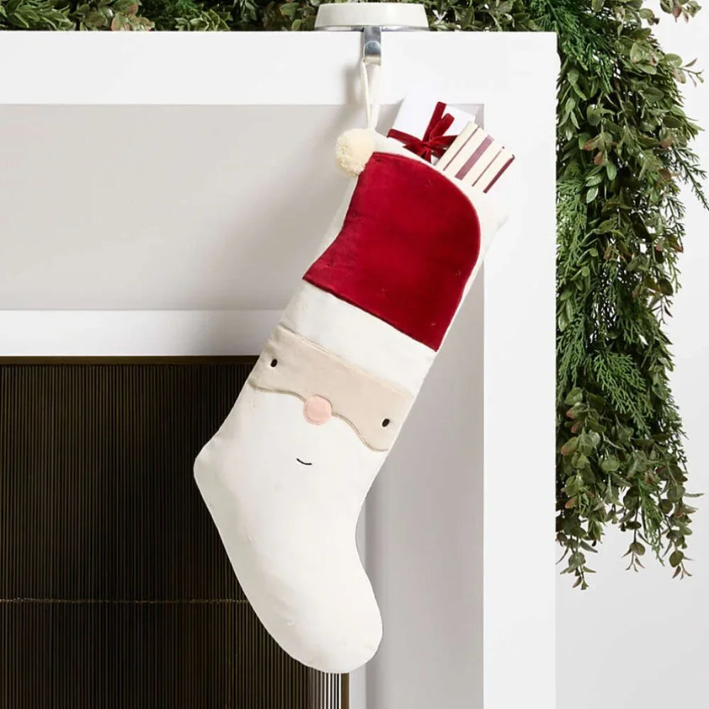 Crate & Barrel Wonderland Velvet Light Santa Kids Christmas Stocking